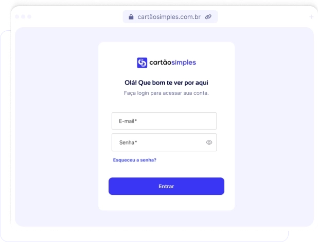 Tela de login do Cartão Simples mostrando interface segura